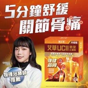 健之堂 【 中西合璧5合1活關止痛配方 🔥軟骨修復  強化關節】艾草 UCII 熱灸止痛貼 (UC-II、MSM、葡萄糖胺、艾草、一條根)
