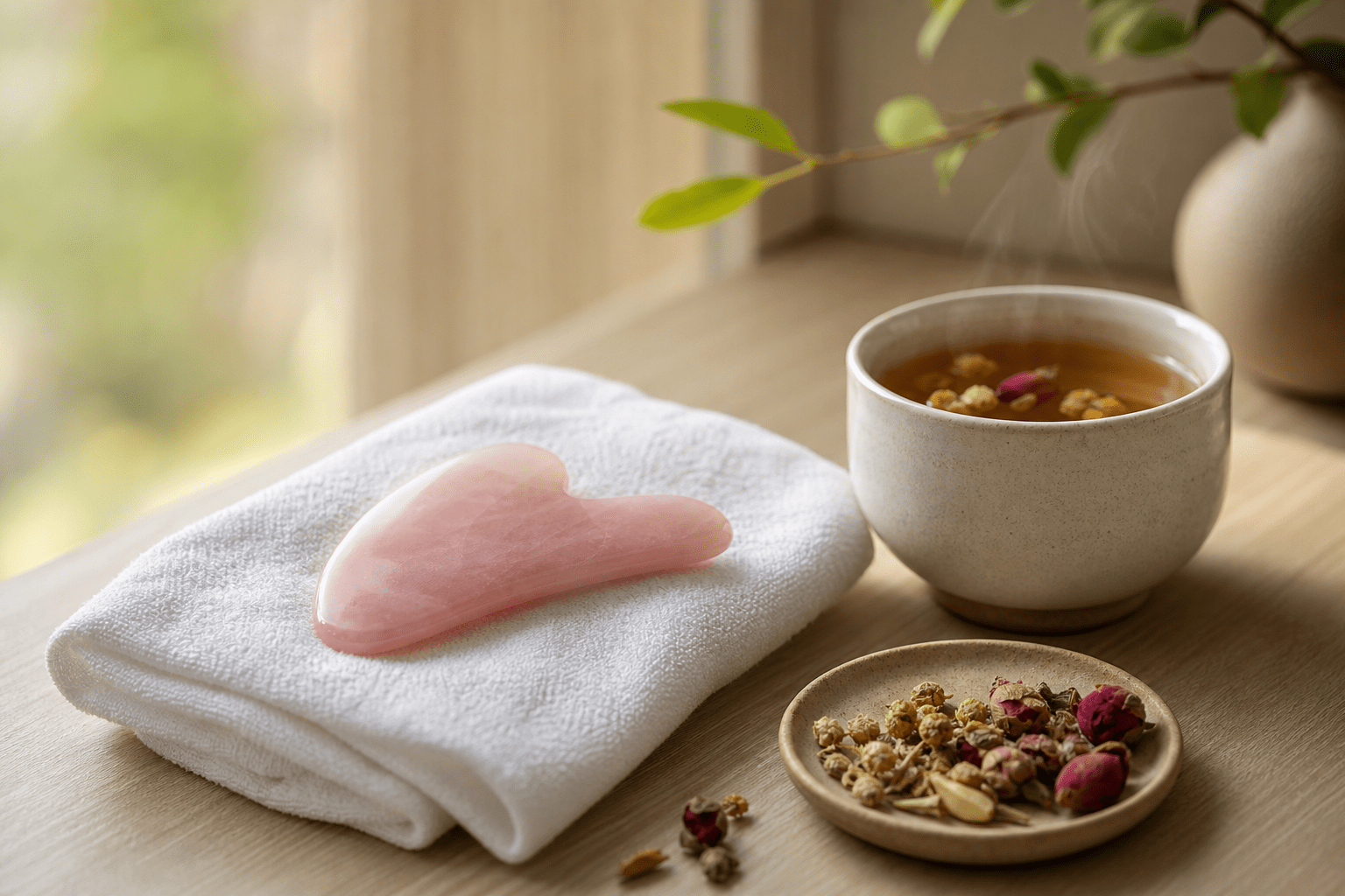 粉晶刮痧板居家養生與肩頸放鬆示意圖｜健之堂Healthall