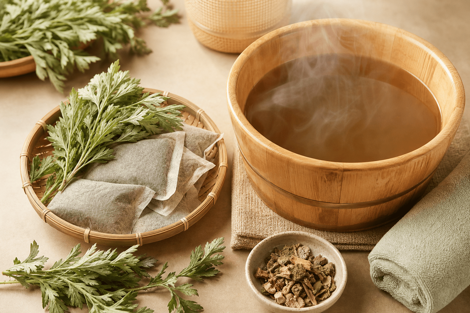 濕氣重調理與艾草足浴養生示意圖|健之堂Healthall