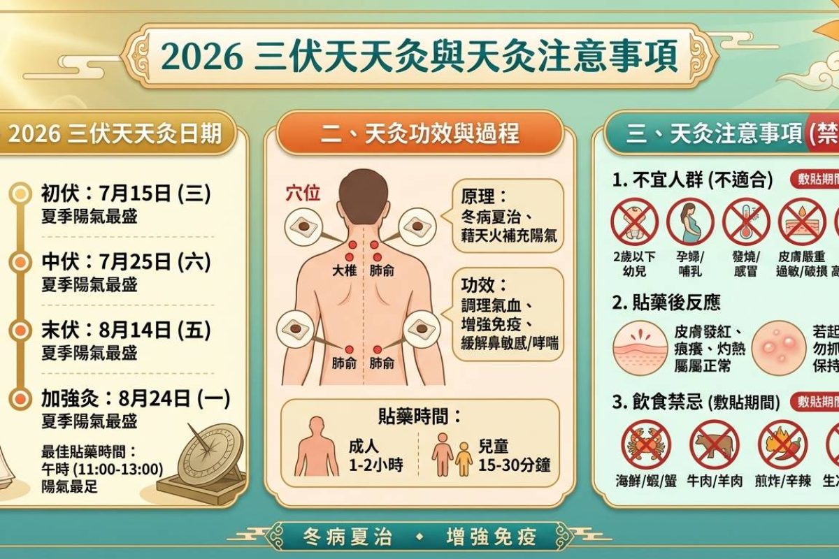 2026三伏天天灸與天灸注意事項(示意圖)